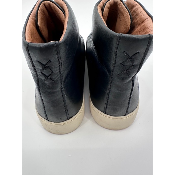 Frye Leather High‎ Top Zip Sneakers Black Platform Casual Shoes - Picture 6 of 8